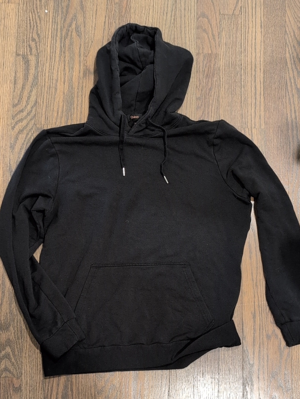Quince Black Pullover Hoodie with Kangaroo Pocket